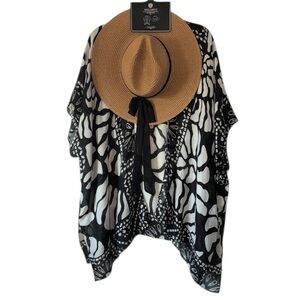 Vince Camuto Leopard Print Ruana and Panama Hat, RT $68